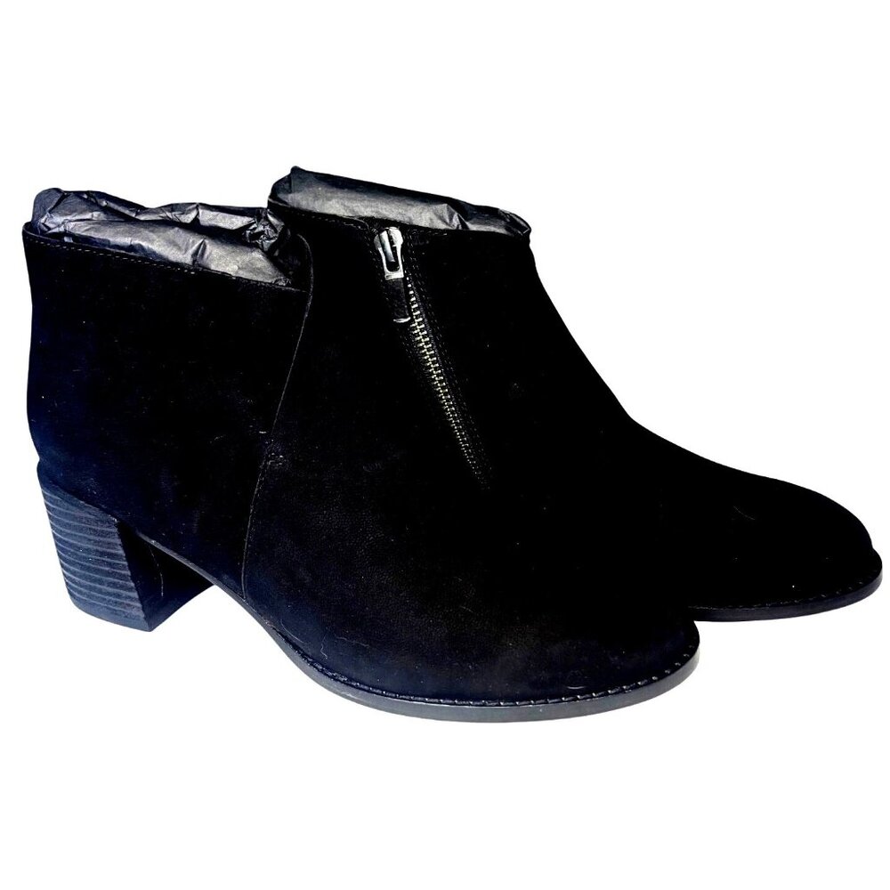 Eileen Fisher Melrose Ankle Boots Block Heel Black Nubuck Size 8 New In Box